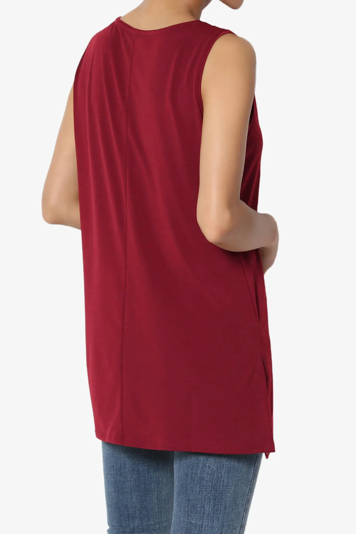 Lilly Sleeveless Side Slit Fluid Knit Tank Top PLUS