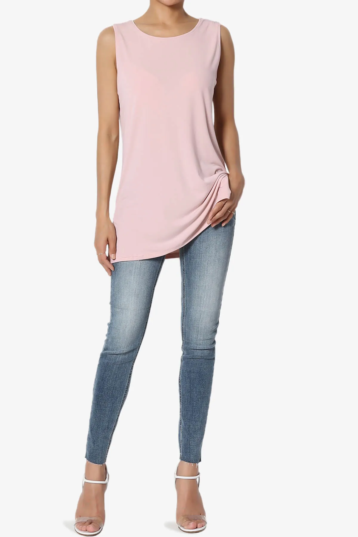 Lilly Sleeveless Side Slit Fluid Knit Tank Top PLUS