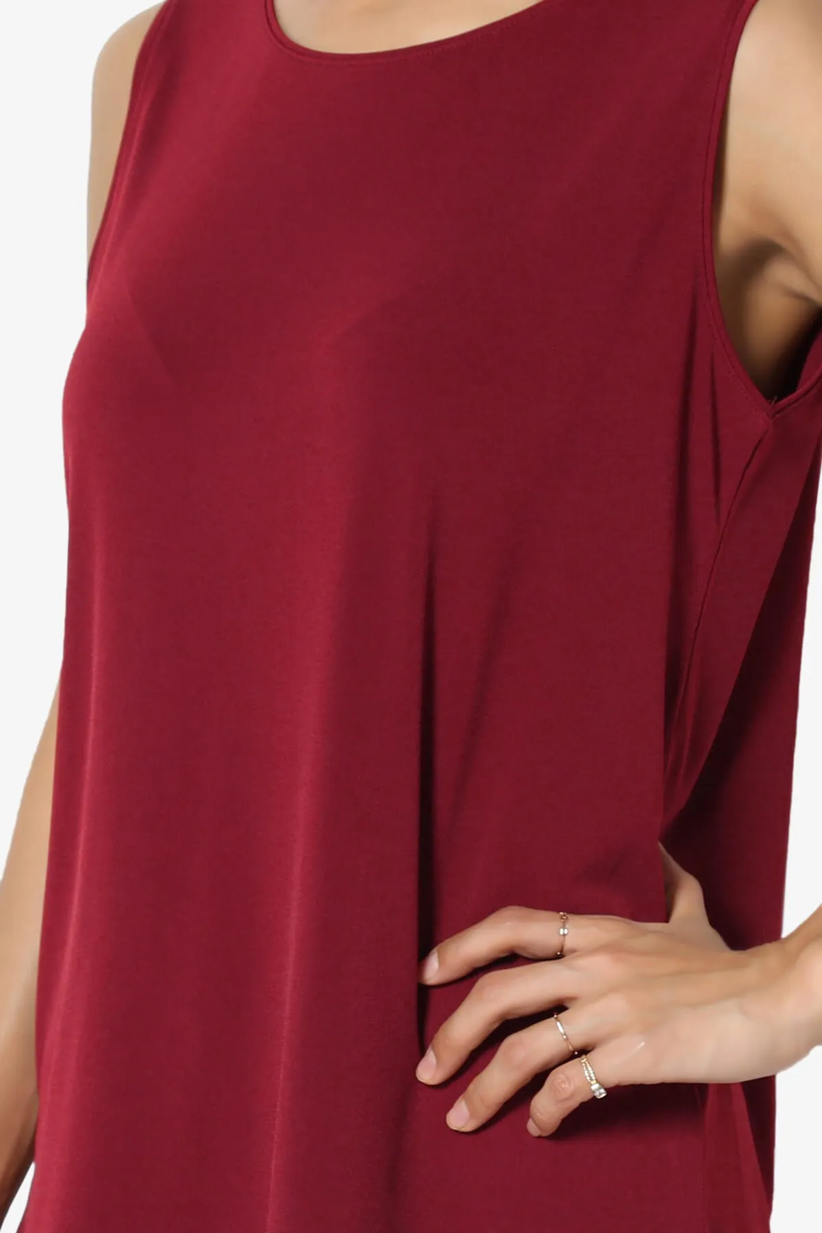 Lilly Sleeveless Side Slit Fluid Knit Tank Top PLUS
