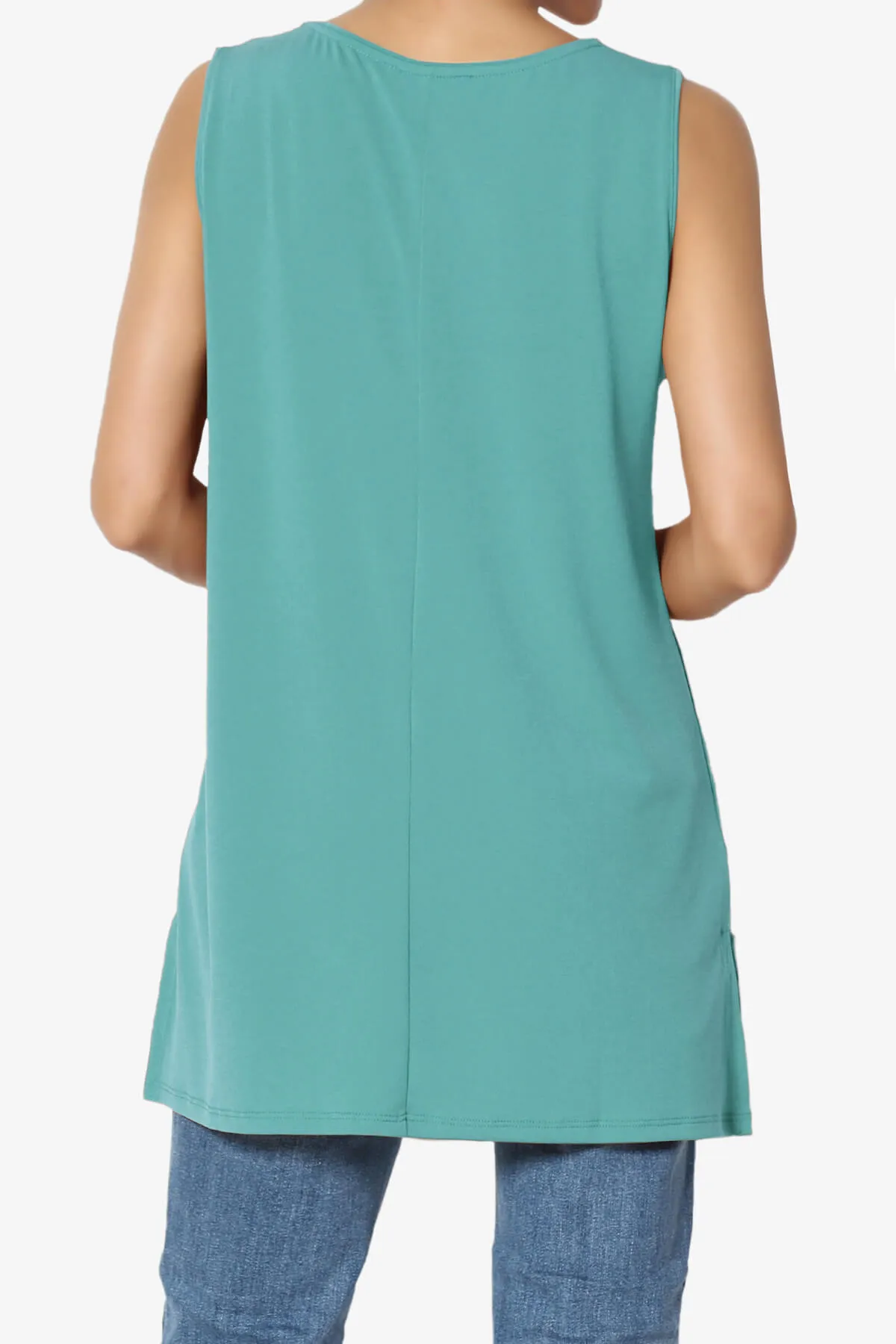 Lilly Sleeveless Side Slit Fluid Knit Tank Top PLUS