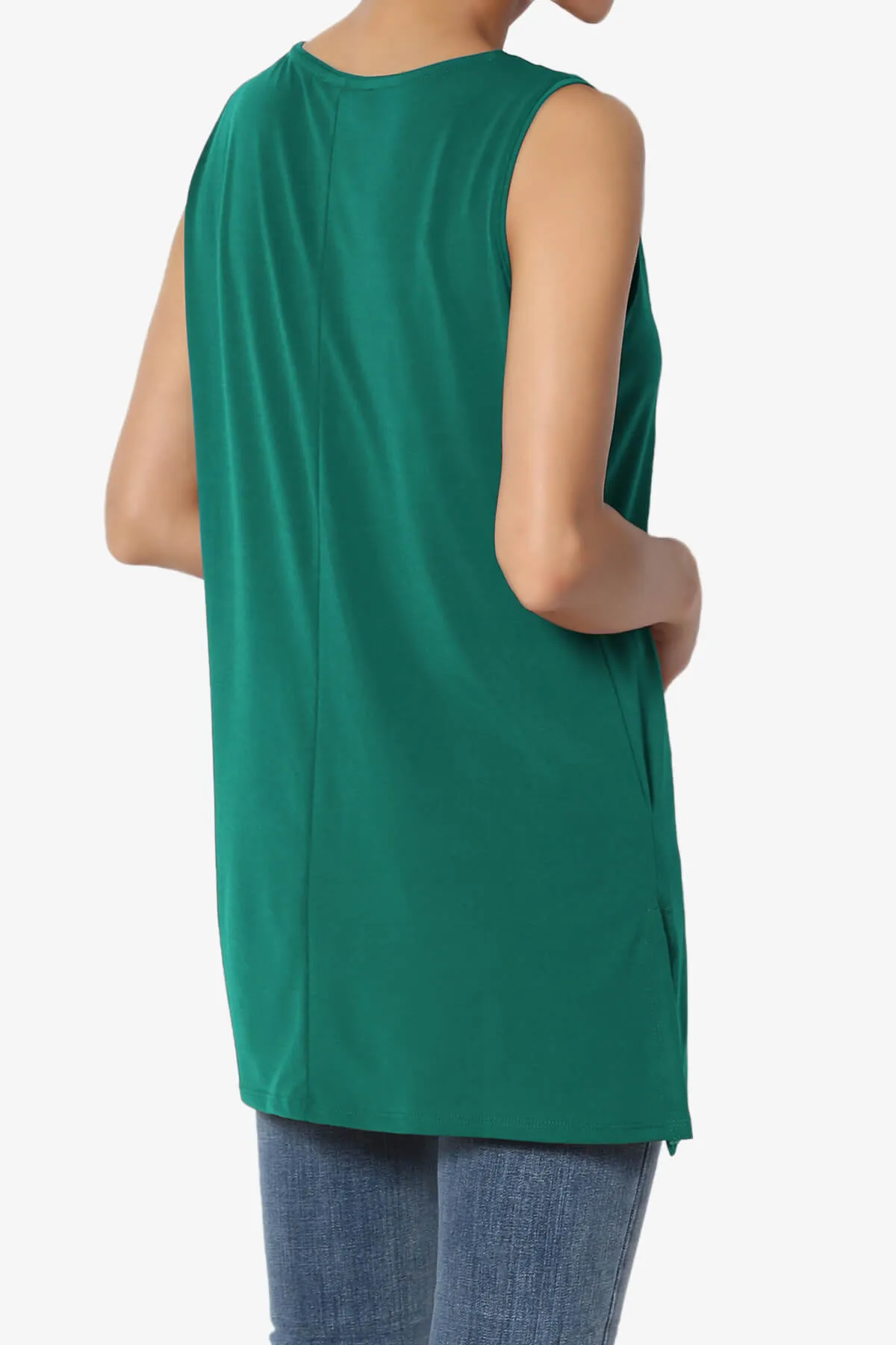 Lilly Sleeveless Side Slit Fluid Knit Tank Top PLUS