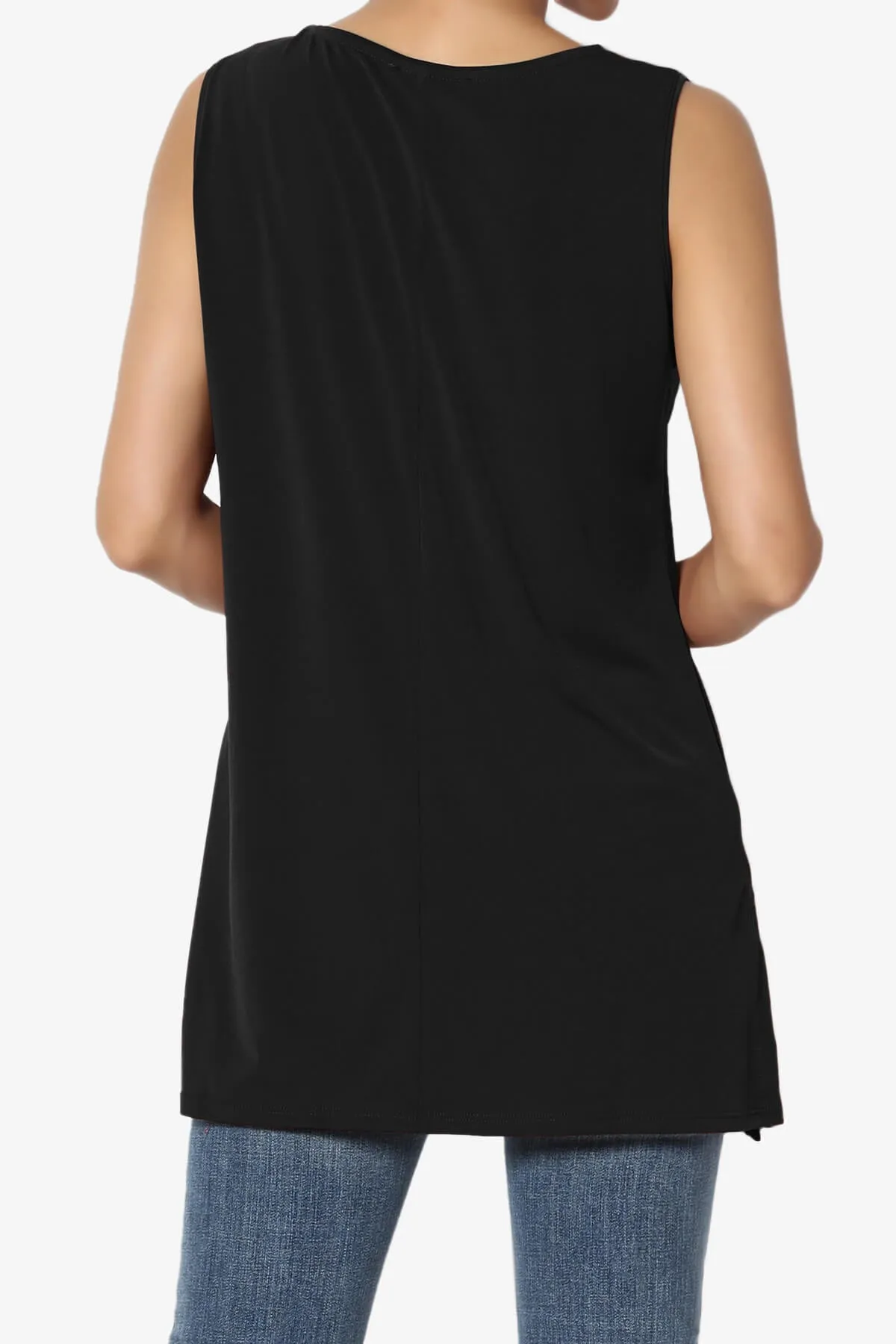 Lilly Sleeveless Side Slit Fluid Knit Tank Top PLUS