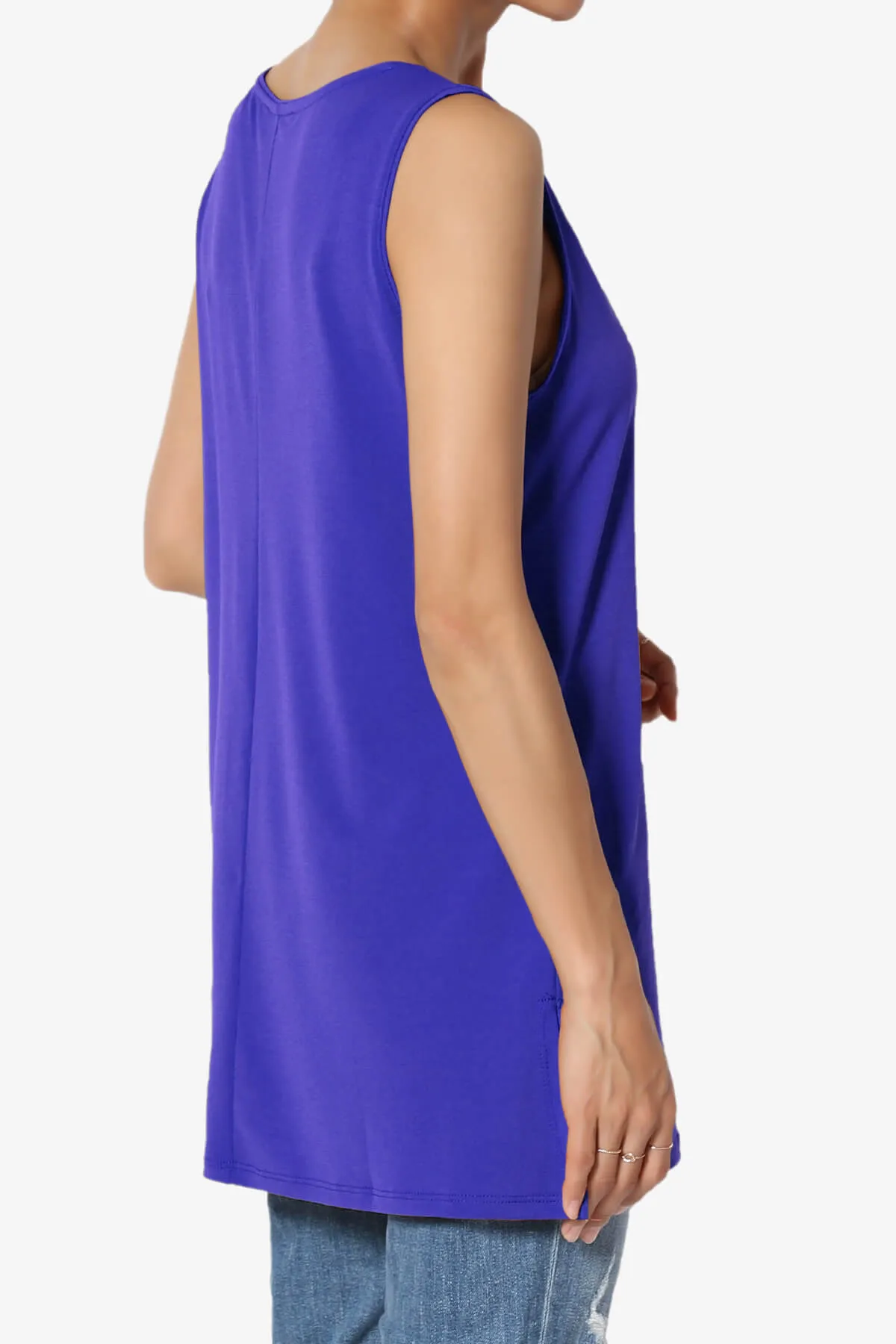 Lilly Sleeveless Side Slit Fluid Knit Tank Top PLUS