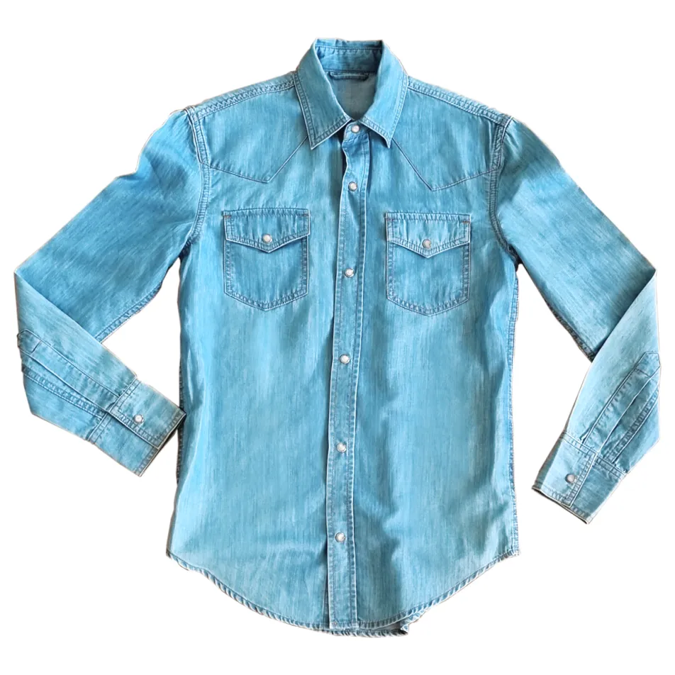 Long Sleeve Western Shirt - Organic Cotton - Blue