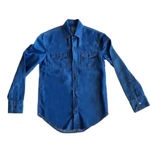 Long Sleeve Western Shirt - Organic Cotton - Blue