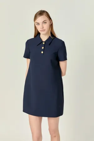 Luna Polo Shirt Mini Dress (Navy)