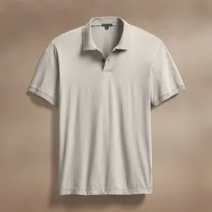 Luxe Lotus Jersey Polo - Salt