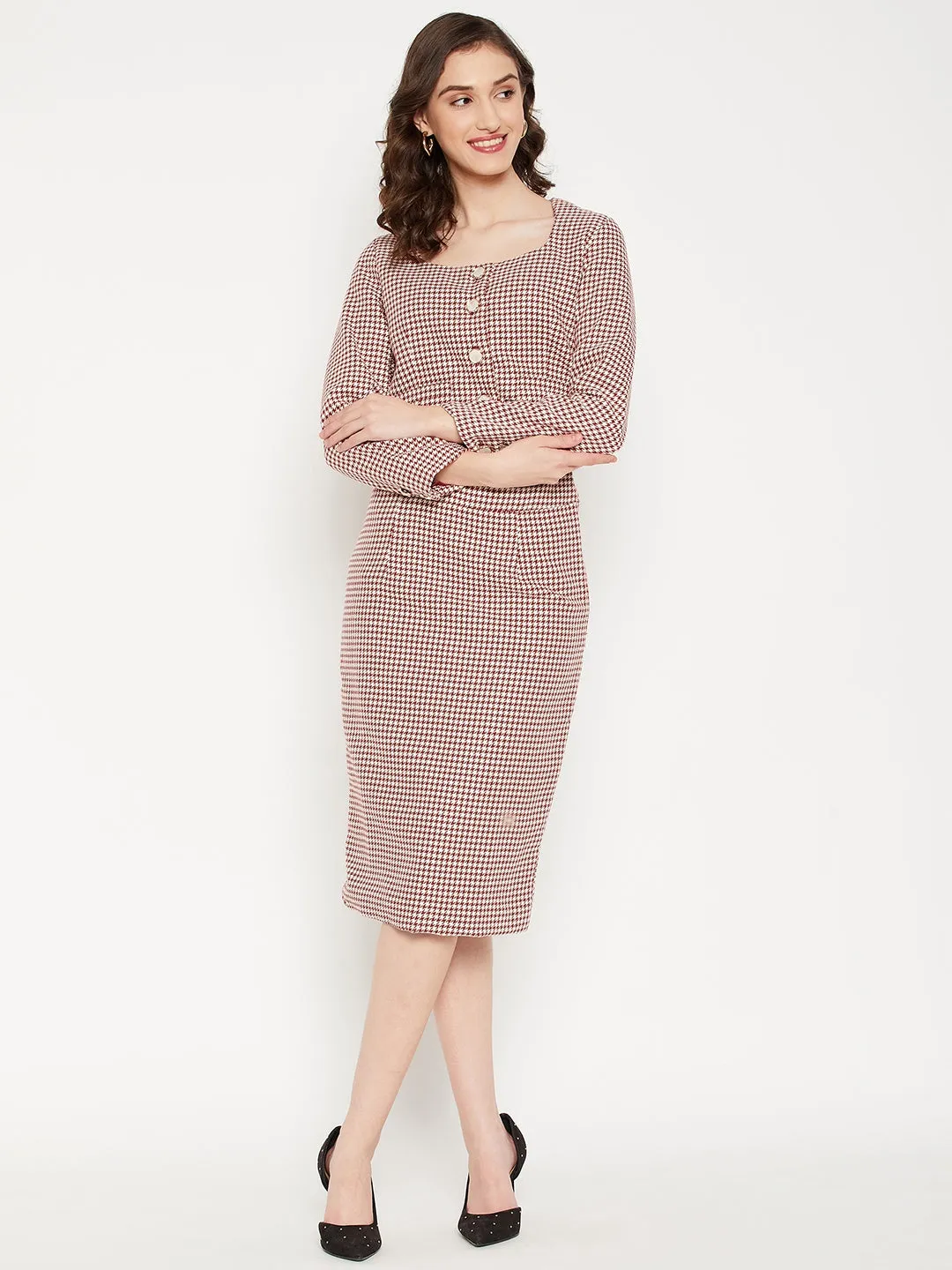 Madame Maroon Abstract Print Co-ord Set