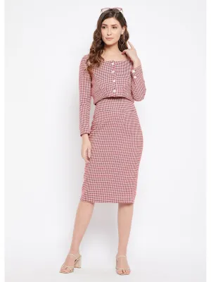 Madame Maroon Abstract Print Co-ord Set