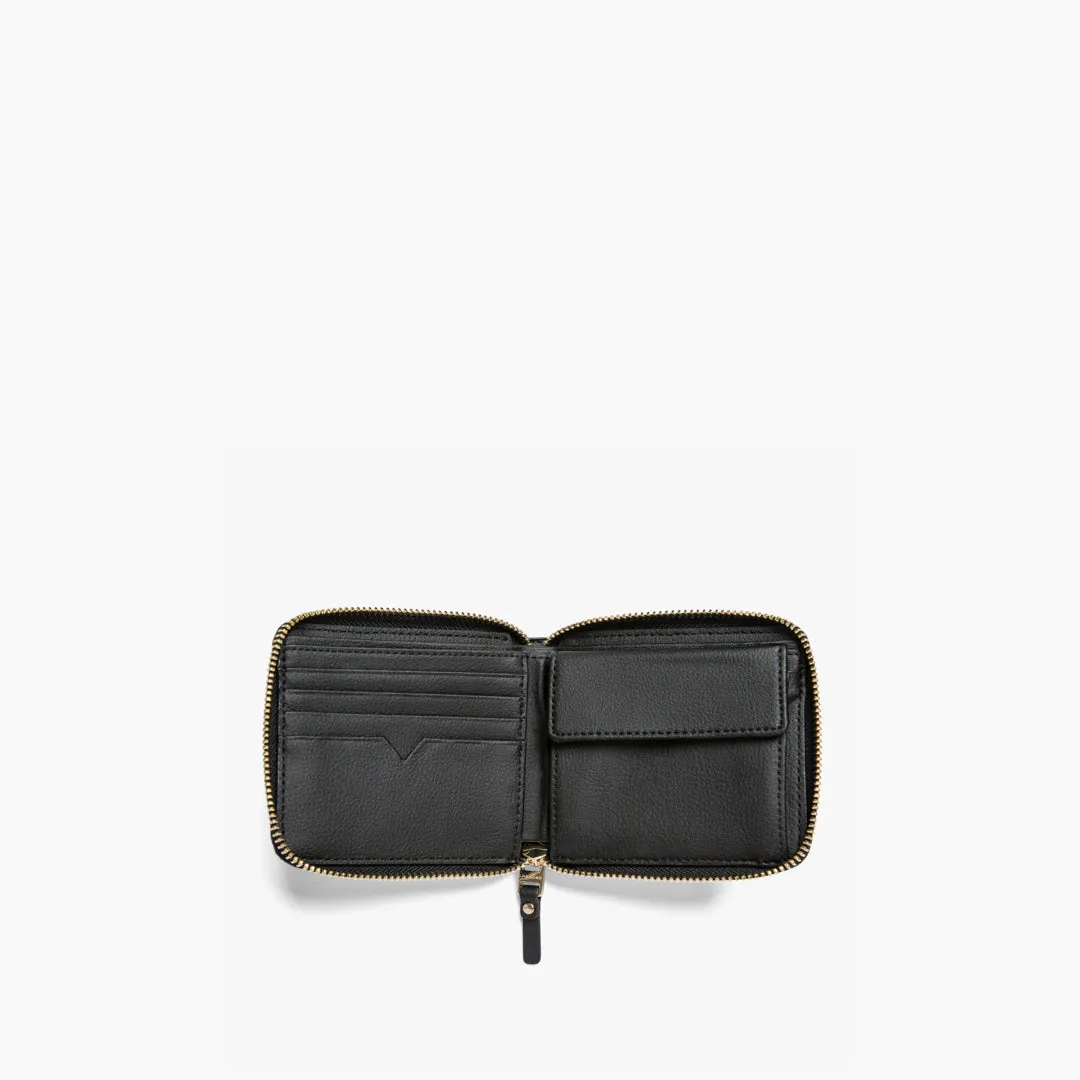 Mallorca Small Wallet - Cactus Leather - Black / Gold / Camel