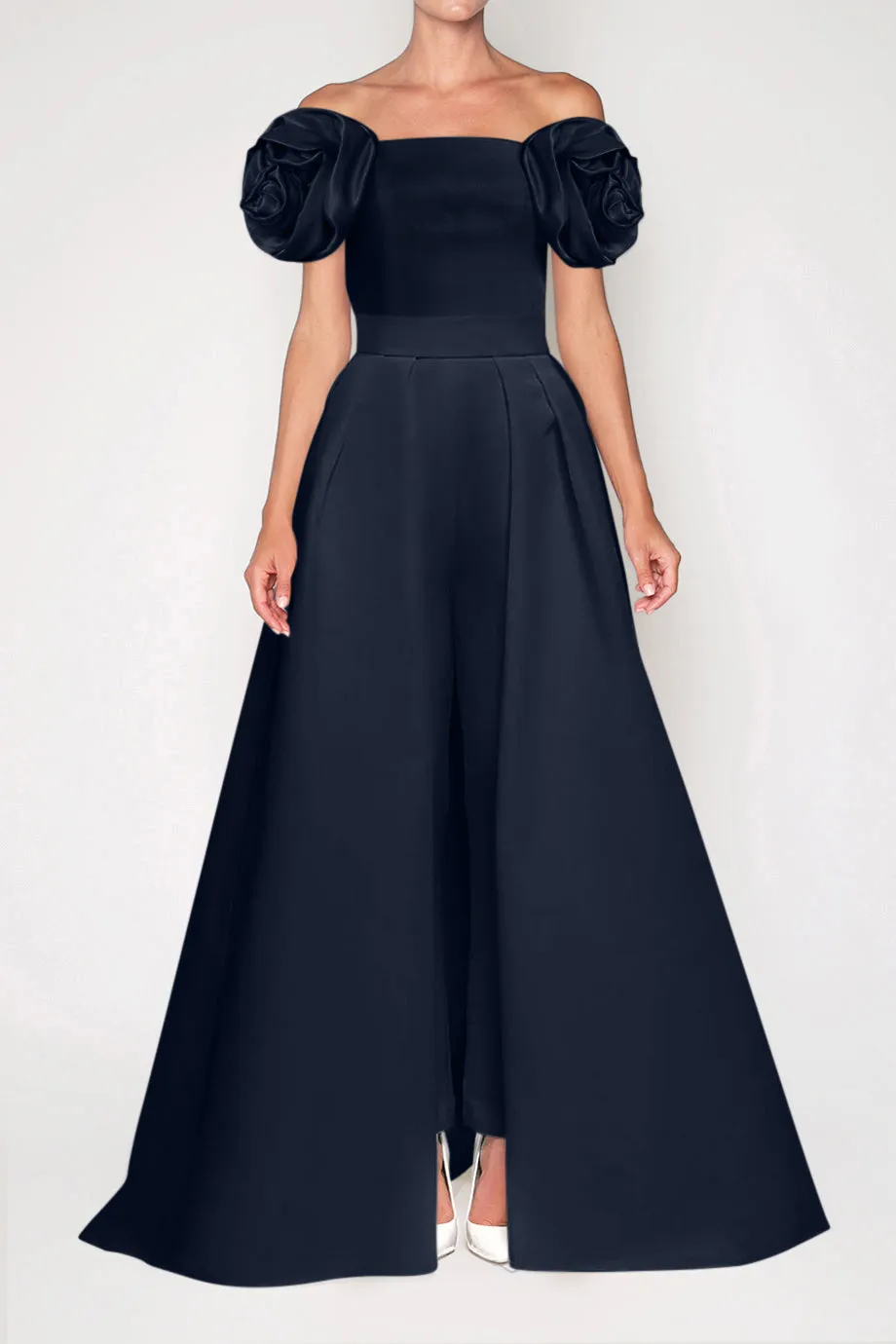 Mallory Silk Faille Jumpsuit with Convertible Skirt