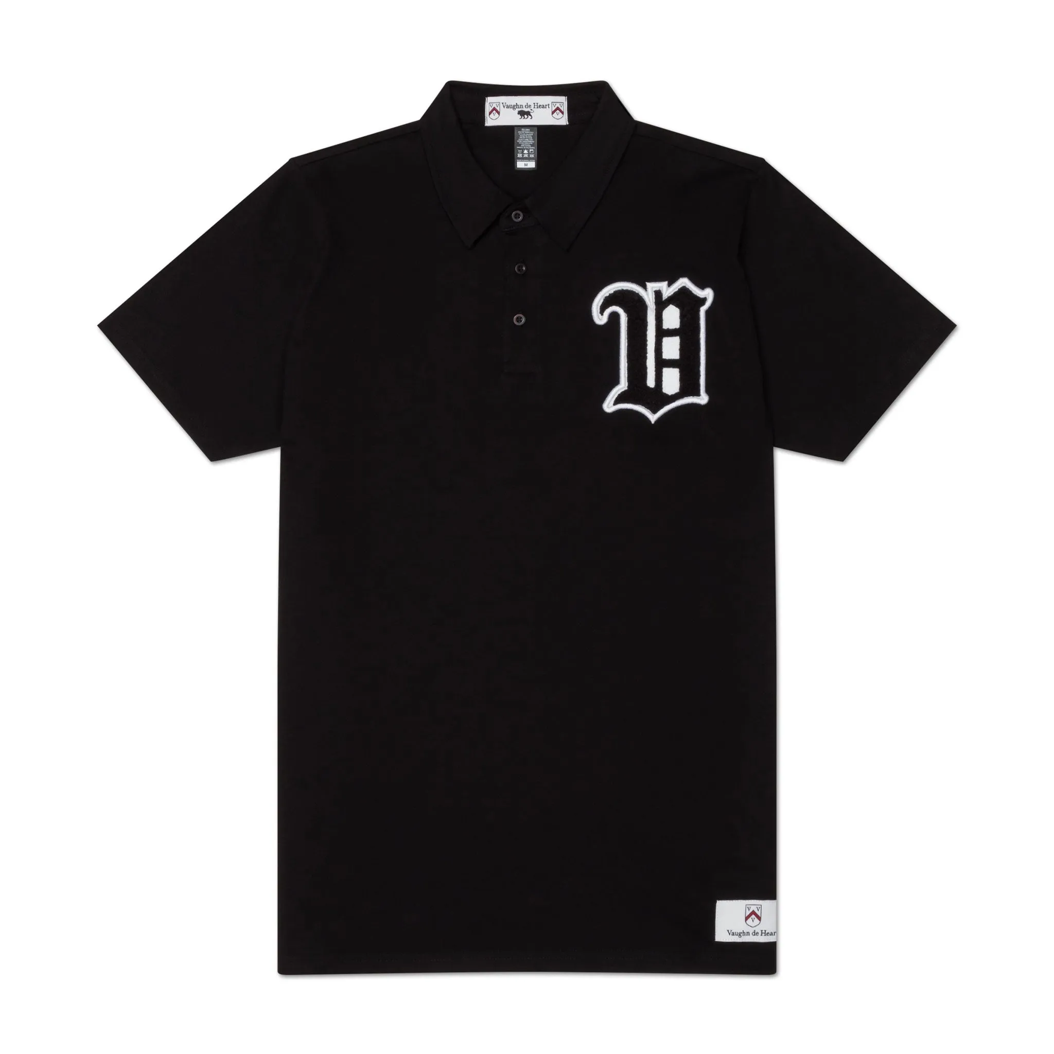 Men's - House of V - Black Varsity Chenille Patch Polo