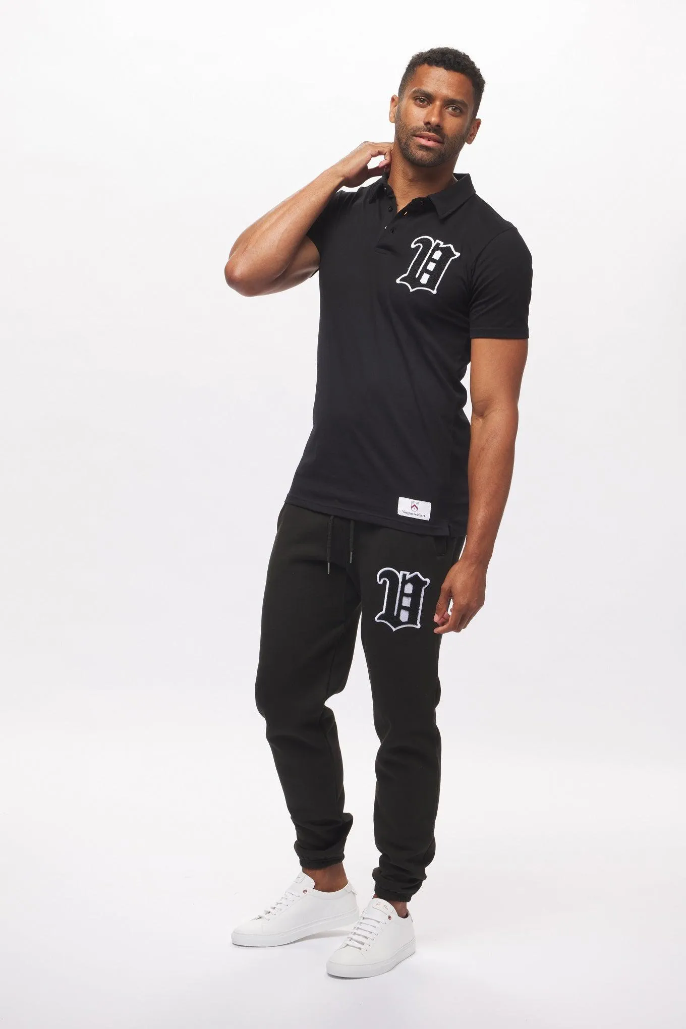 Men's - House of V - Black Varsity Chenille Patch Polo