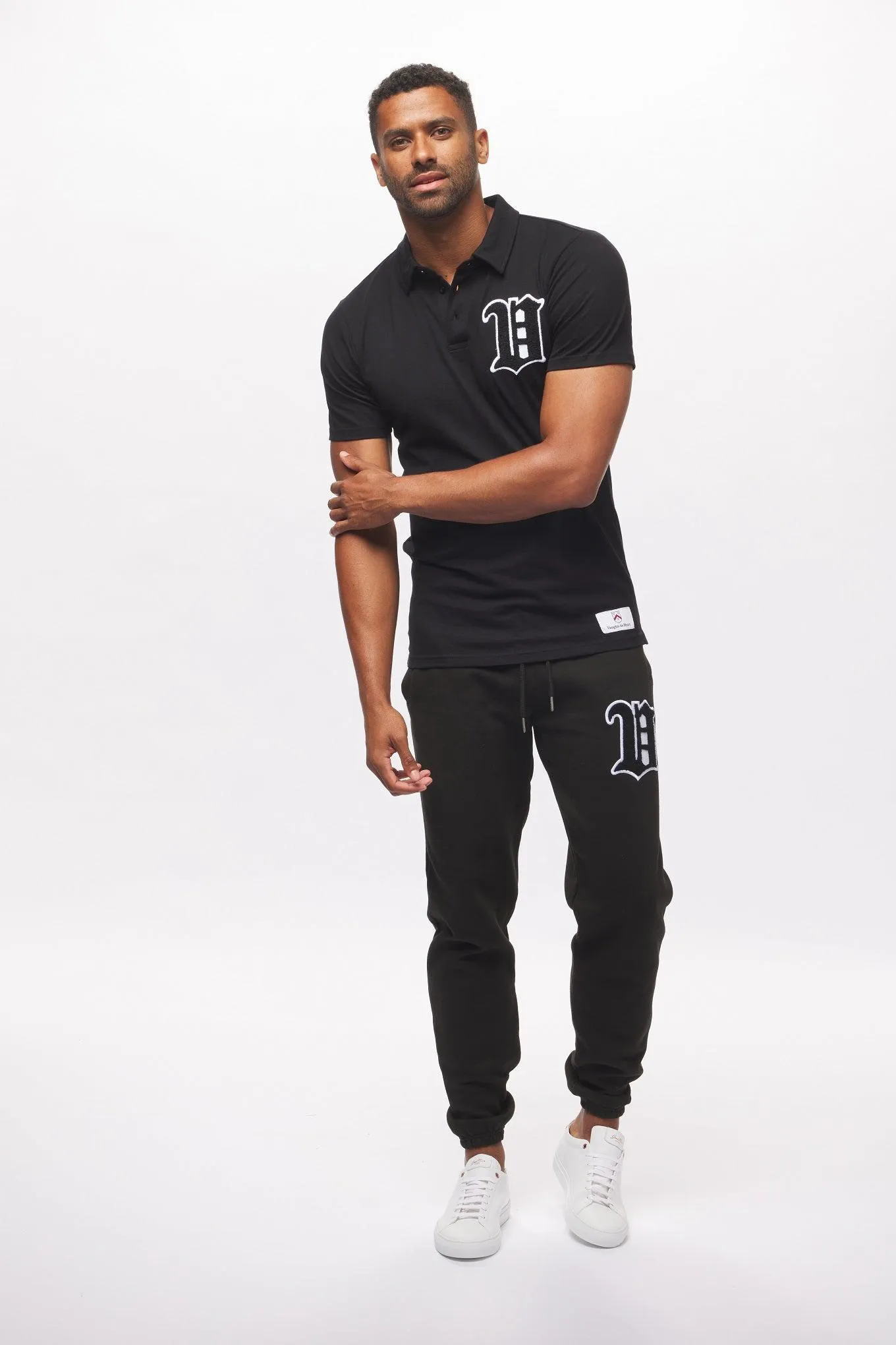 Men's - House of V - Black Varsity Chenille Patch Polo