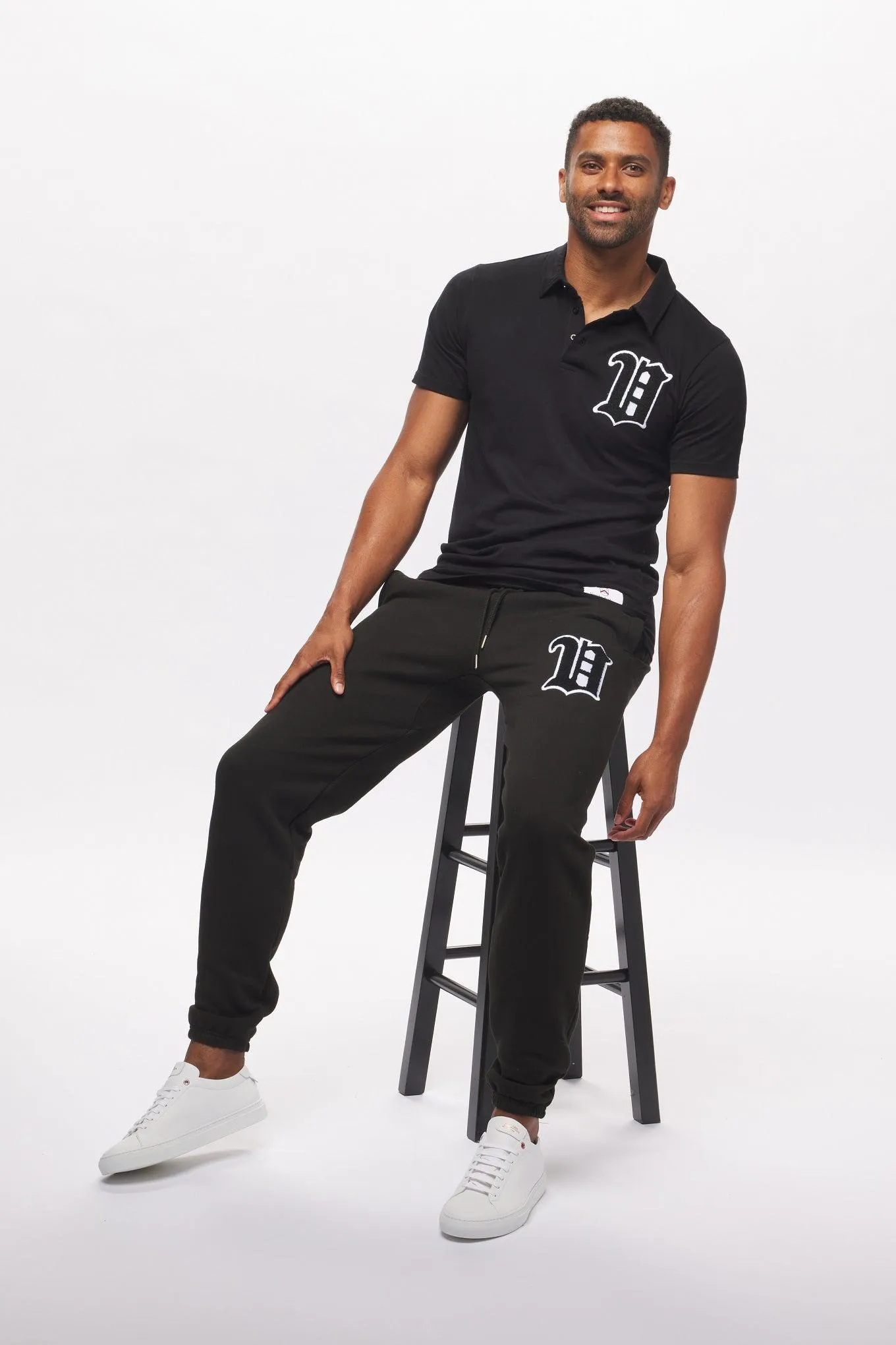 Men's - House of V - Black Varsity Chenille Patch Polo