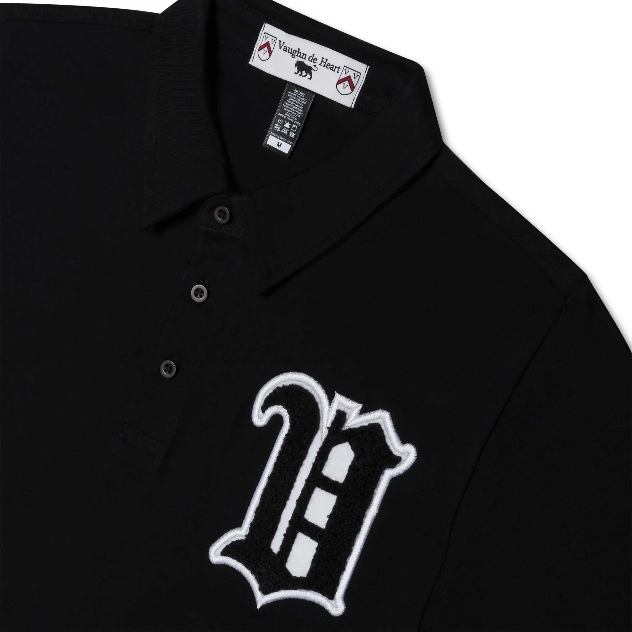 Men's - House of V - Black Varsity Chenille Patch Polo