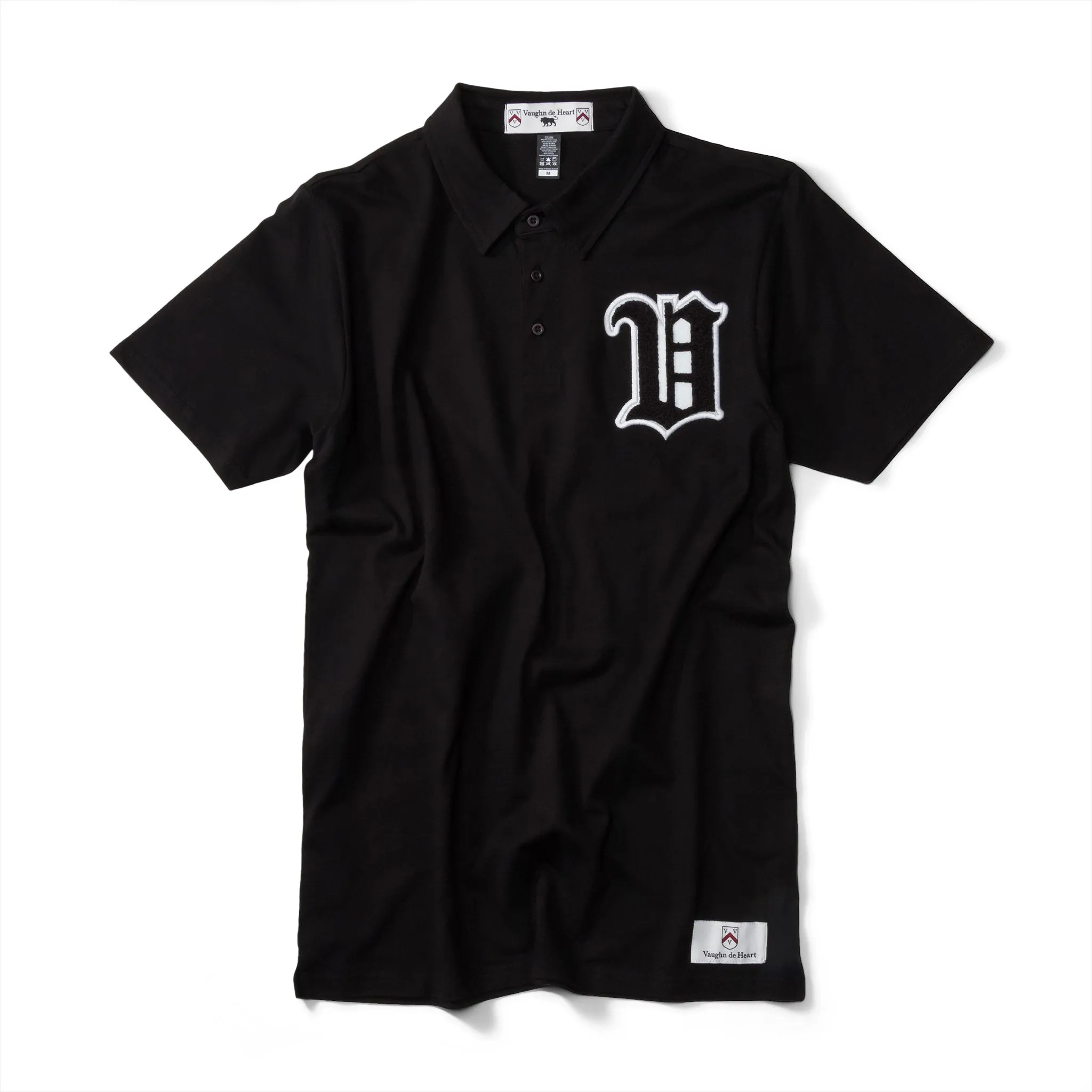 Men's - House of V - Black Varsity Chenille Patch Polo