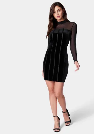 Mesh And Velvet Bodycon Dress