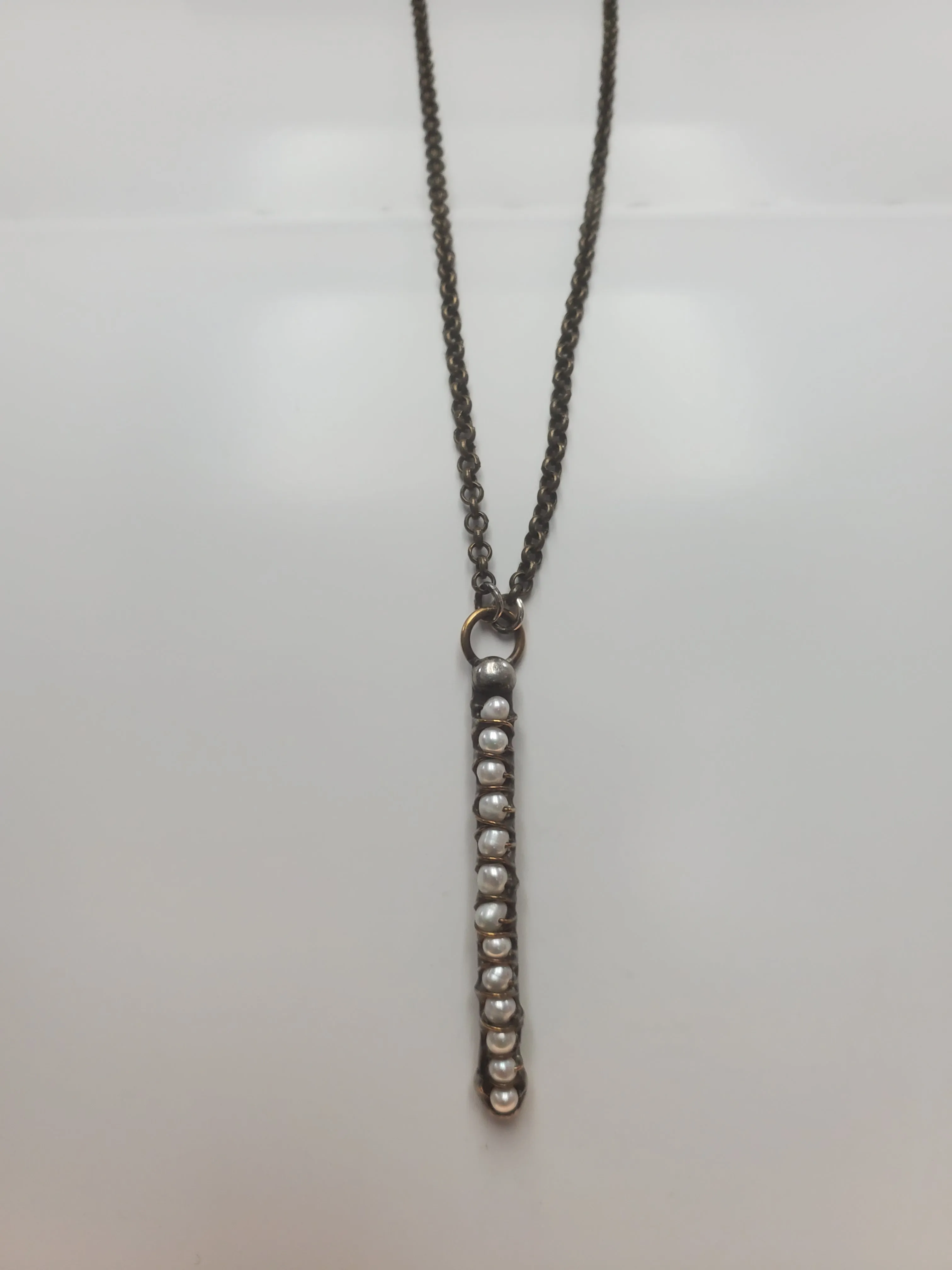 Mikal Winn Seed Pearls Stick Necklace