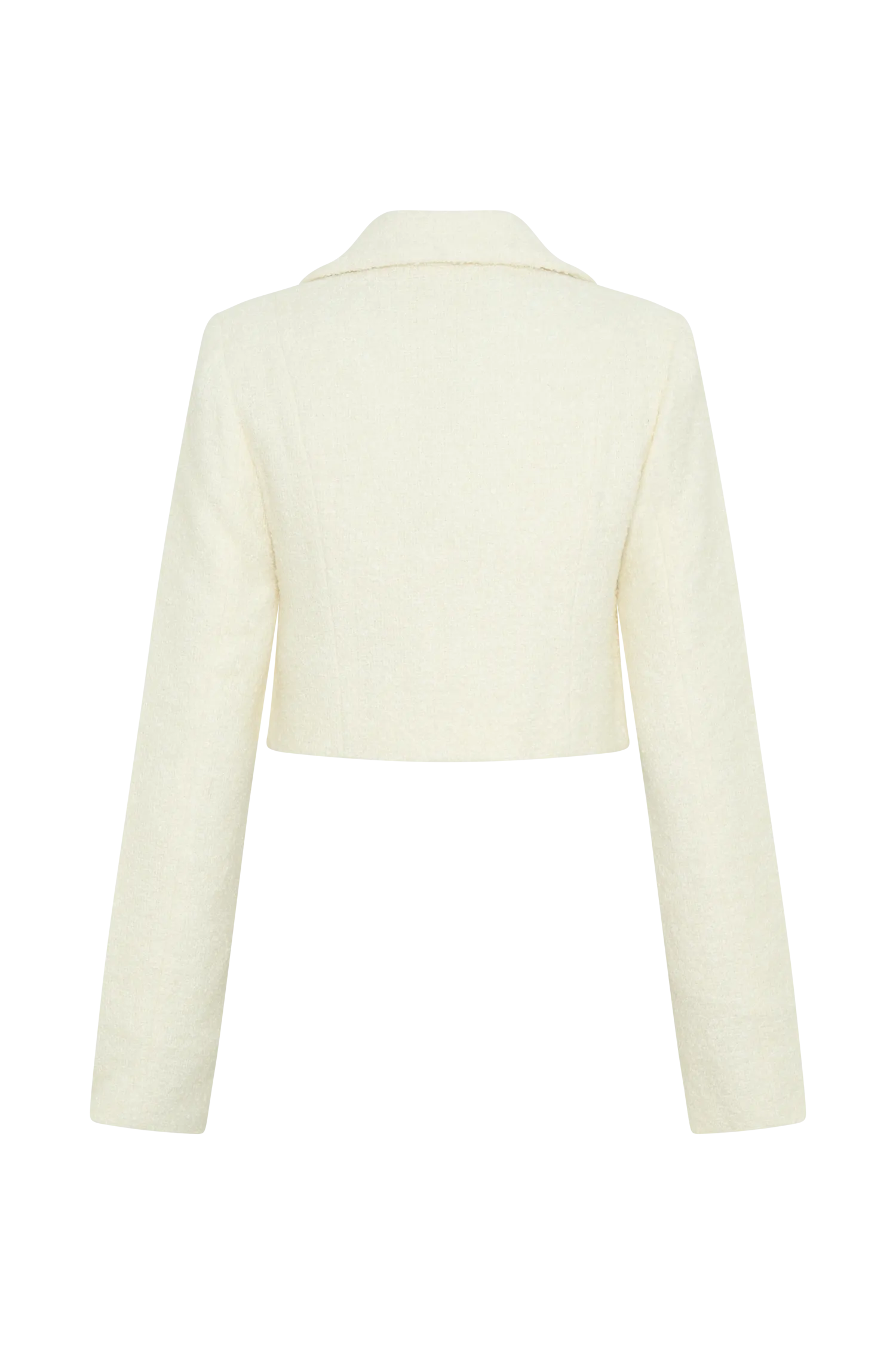 Mirelle Textured Boucle Cropped Long Sleeve Top - Ivory