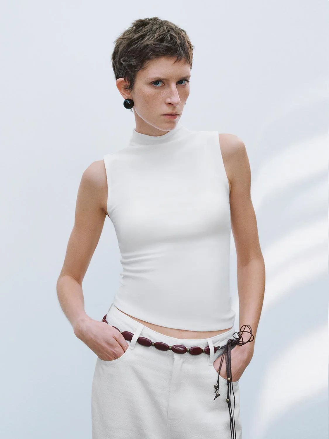 Mock Neck Sleeveless Vests