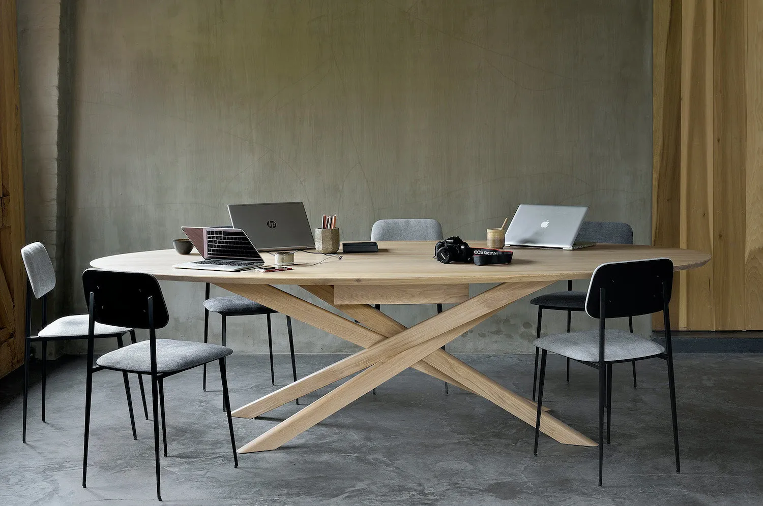 Oak Mikado Meeting Table - Varnished