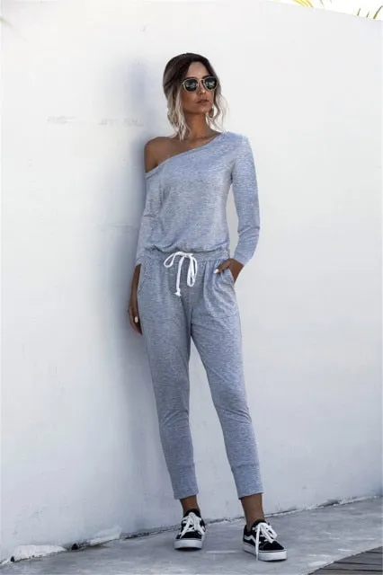 off shoulder Drawstring Jumpsuits $19.60w/code:realdeal