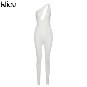 One shoulder sexy cut out jumpsuit