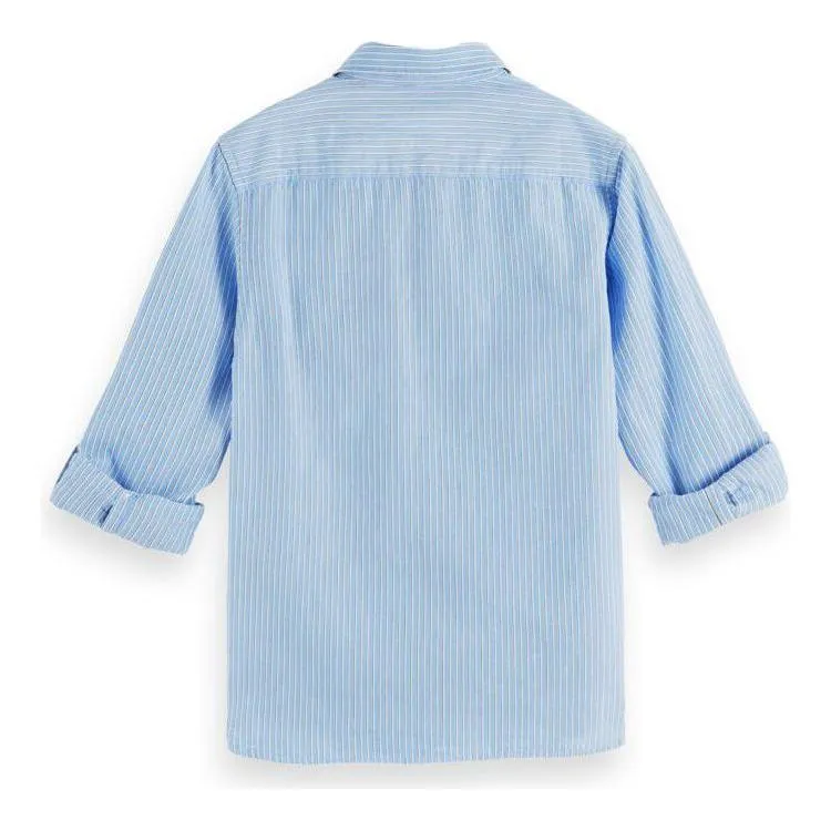 Organic Cotton Button-Down Shirt - Blue Stripe