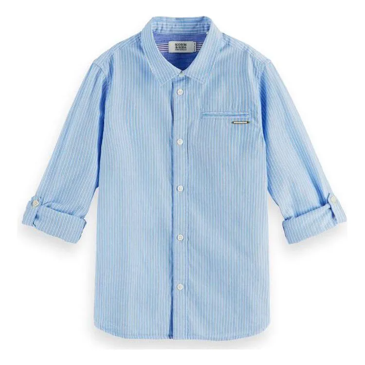 Organic Cotton Button-Down Shirt - Blue Stripe