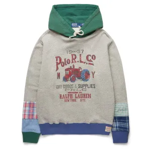 Patchwork Graphic Hoodie - Heather Grey