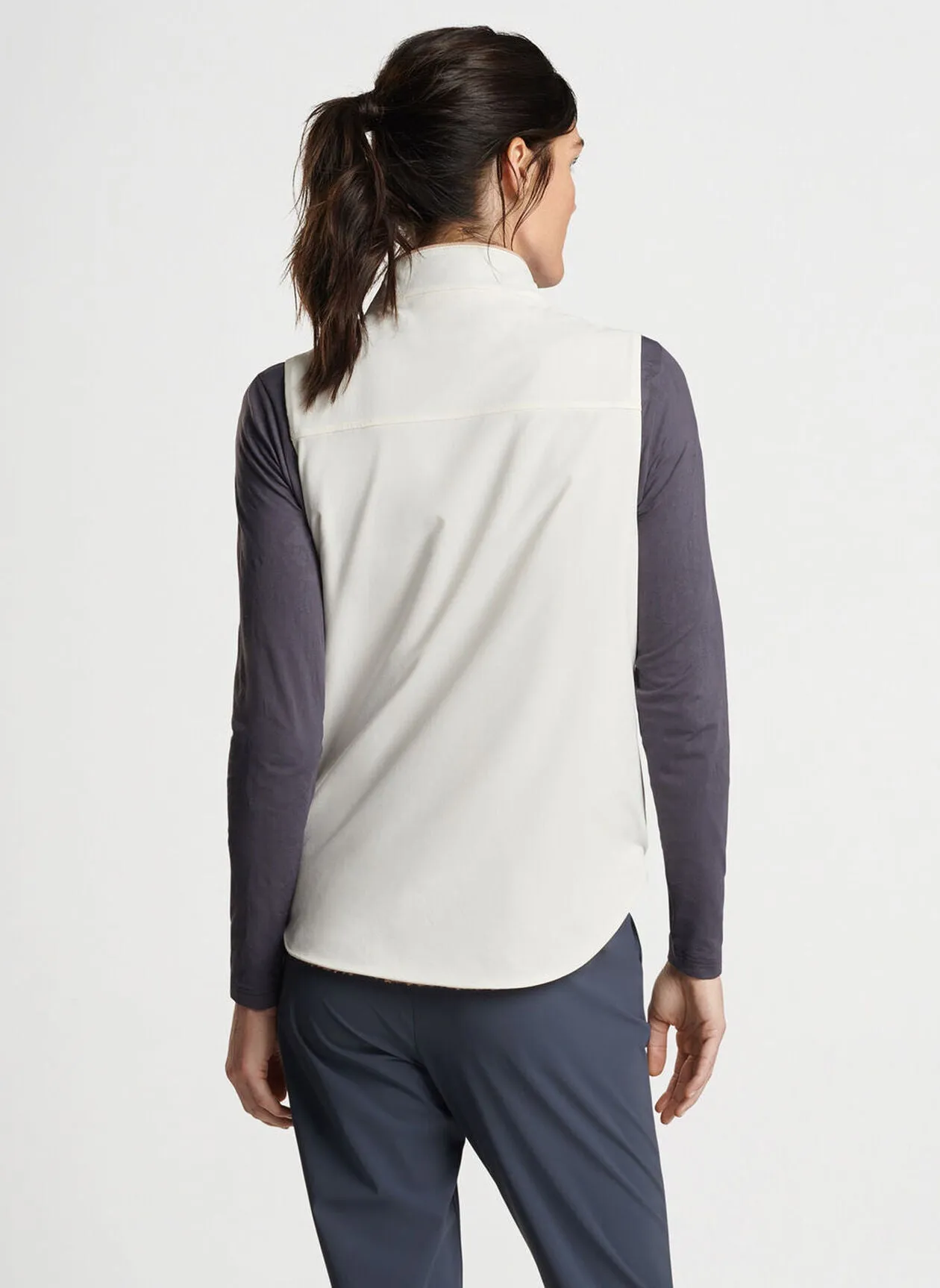 Peter Millar Womens Reversible Sherpa Surge Full Zip Vest - IVORY/CAMEL
