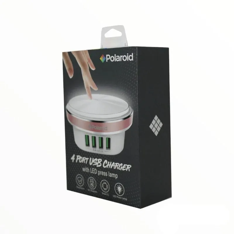 Polaroid 4 Port USB Charger with LED Press Lamp
