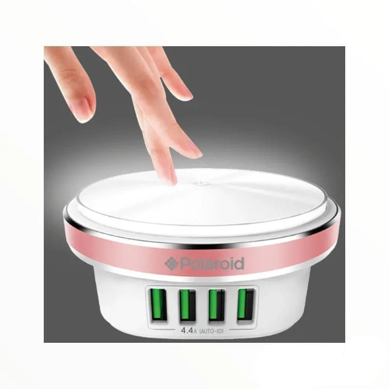 Polaroid 4 Port USB Charger with LED Press Lamp