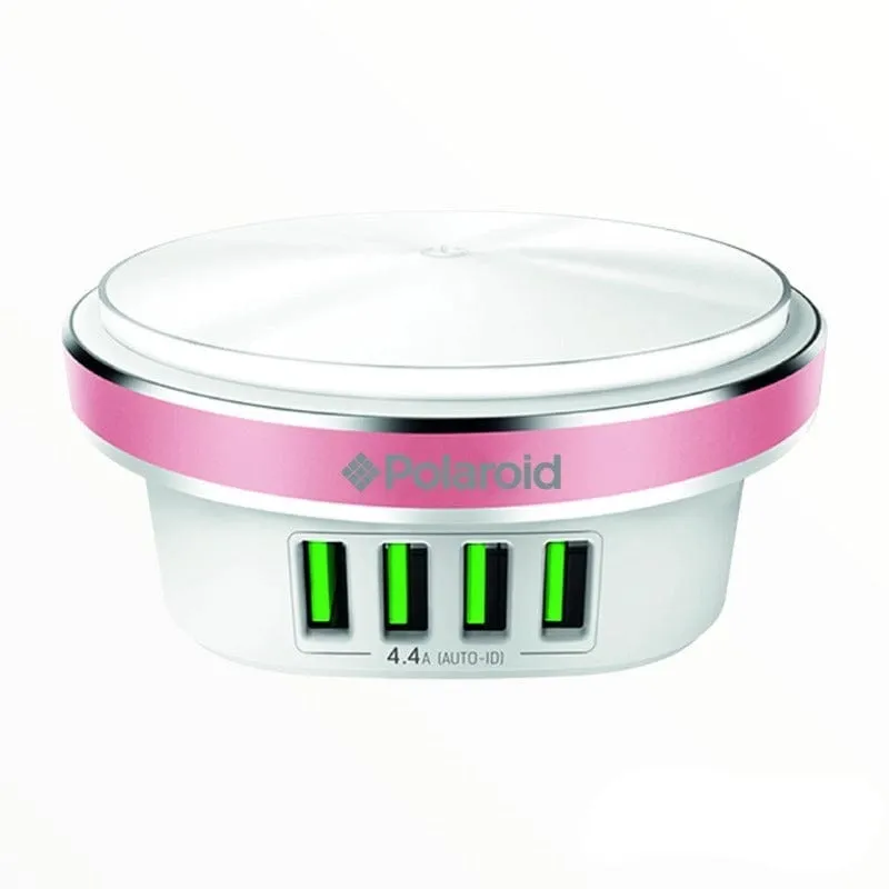 Polaroid 4 Port USB Charger with LED Press Lamp