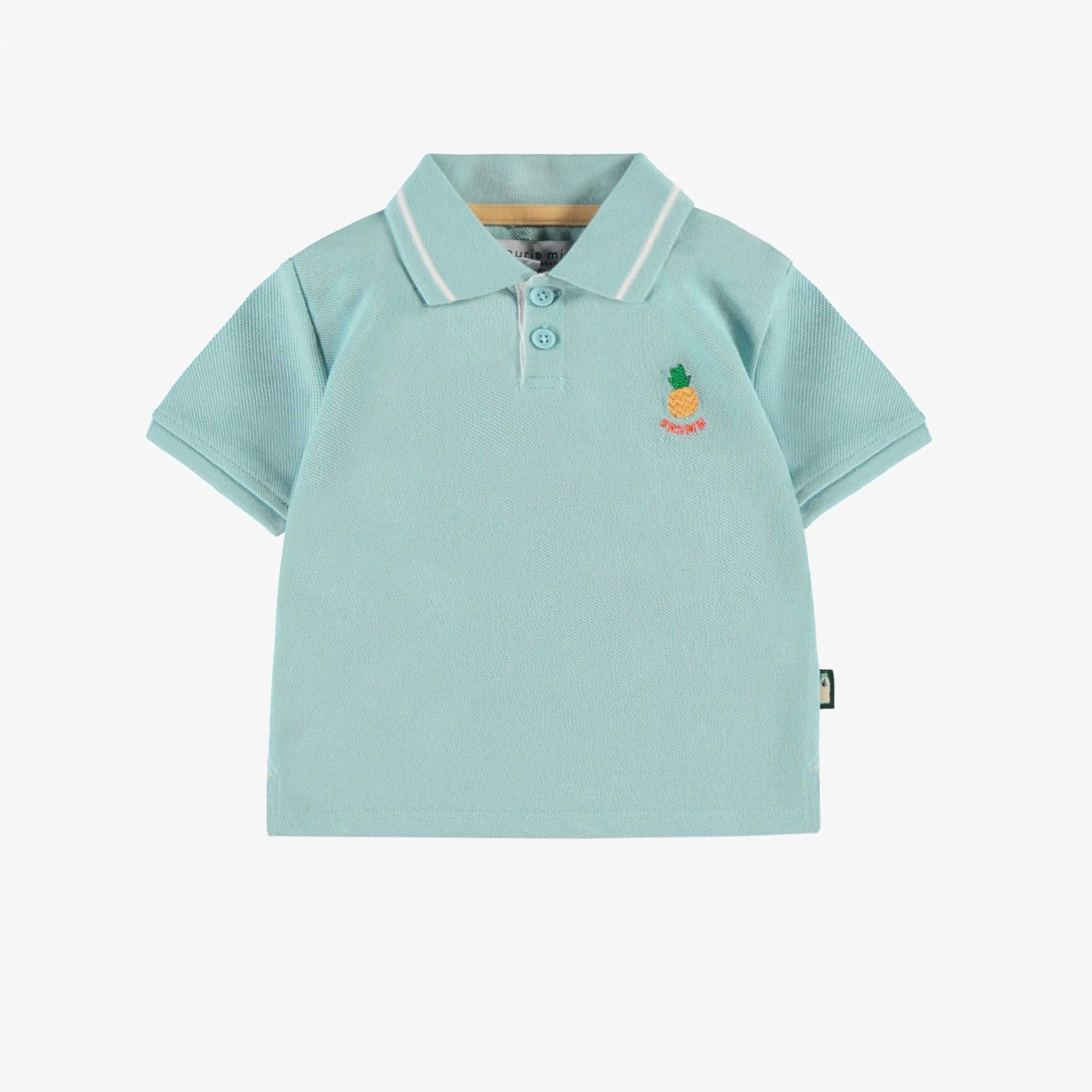 Polo bleu en piqué, bébé || Blue polo in piqué, baby