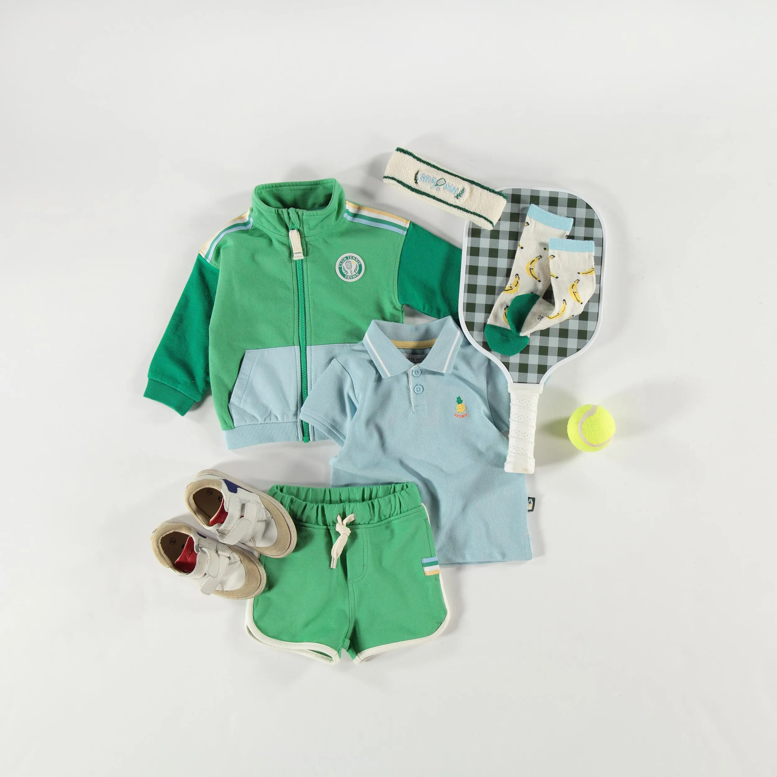 Polo bleu en piqué, bébé || Blue polo in piqué, baby
