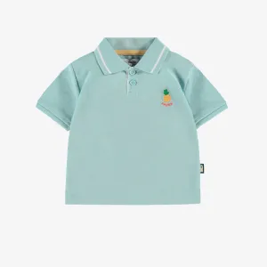 Polo bleu en piqué, bébé || Blue polo in piqué, baby