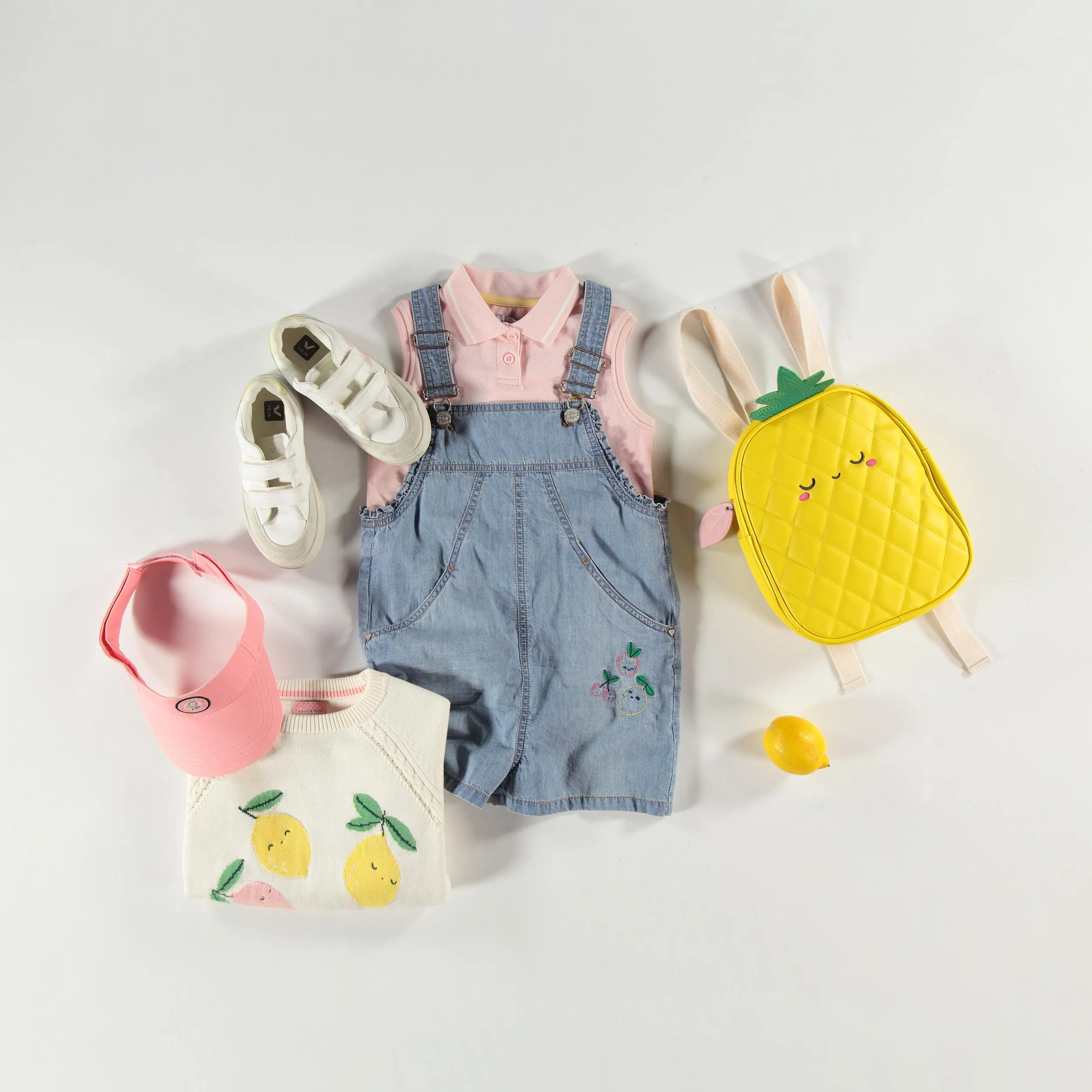 Polo sans manches rose en piqué, enfant || Pink sleeveless polo shirt in piqué, child