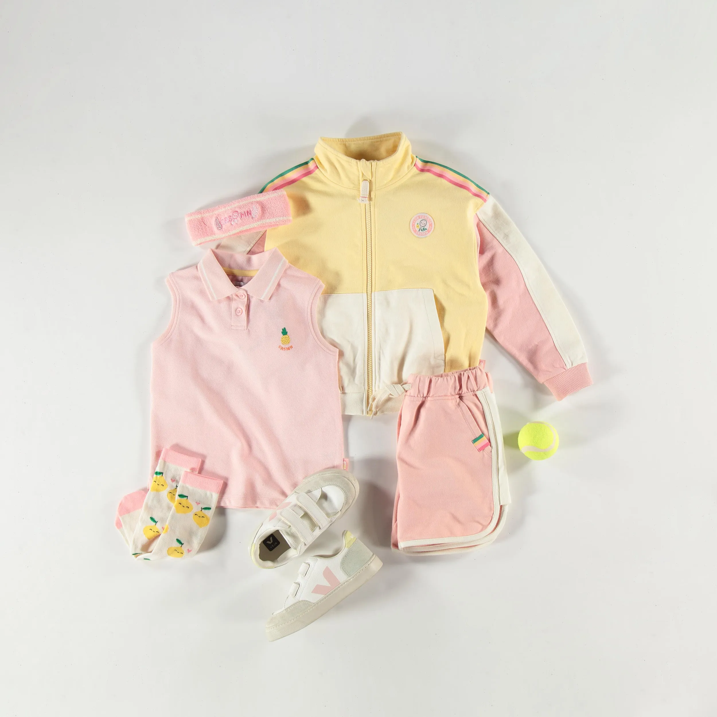 Polo sans manches rose en piqué, enfant || Pink sleeveless polo shirt in piqué, child