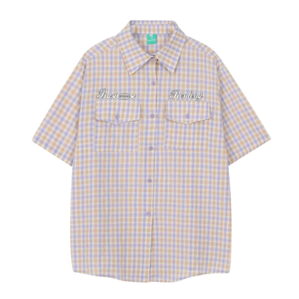 Preppy Lettering Check Shirt