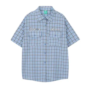 Preppy Lettering Check Shirt