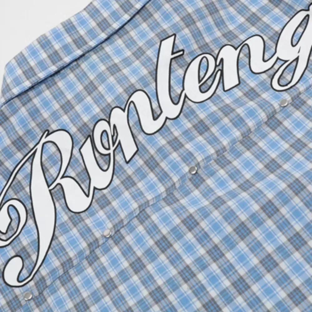 Preppy Lettering Check Shirt