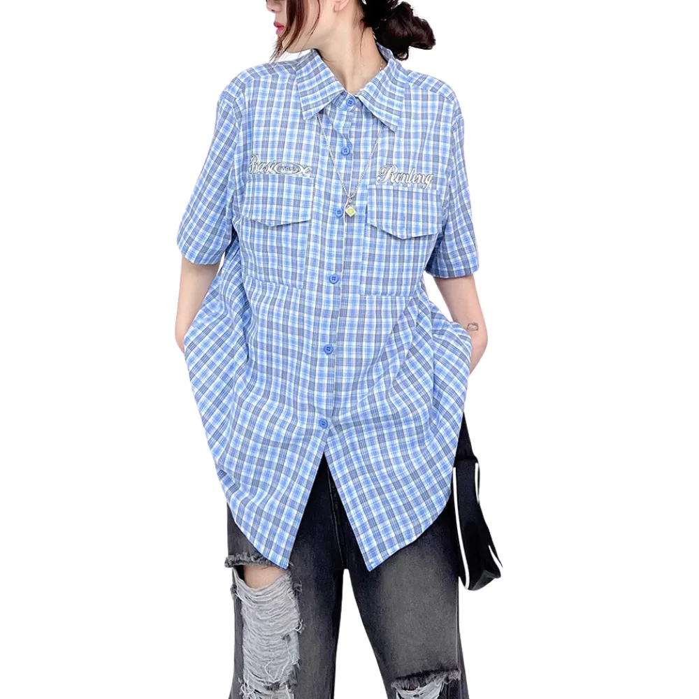 Preppy Lettering Check Shirt