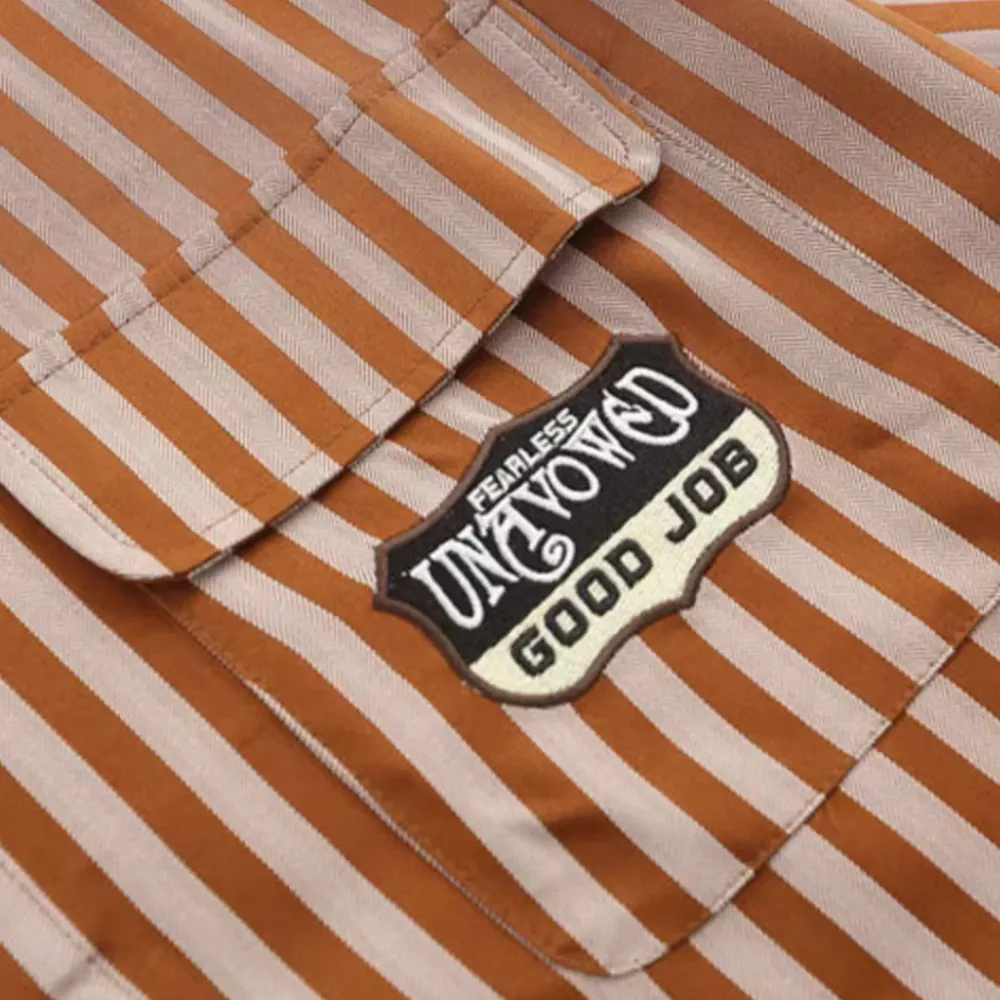 Preppy Stripe Floral Embroidered Shirt