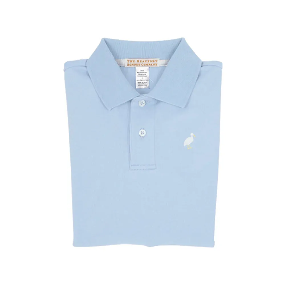 Prim & Proper Polo & Onesie, Beale Street Blue with Multicolor Stork