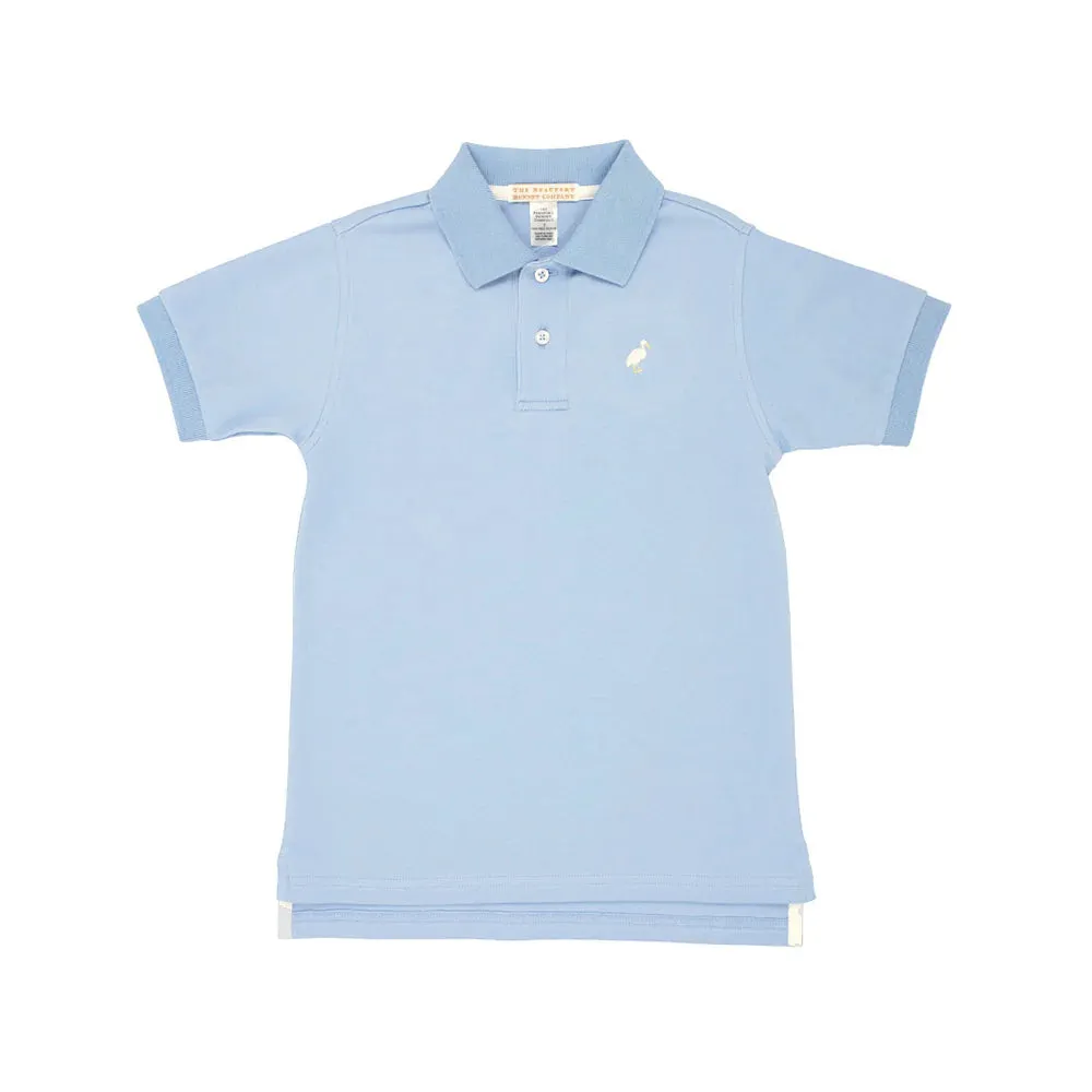 Prim & Proper Polo & Onesie, Beale Street Blue with Multicolor Stork