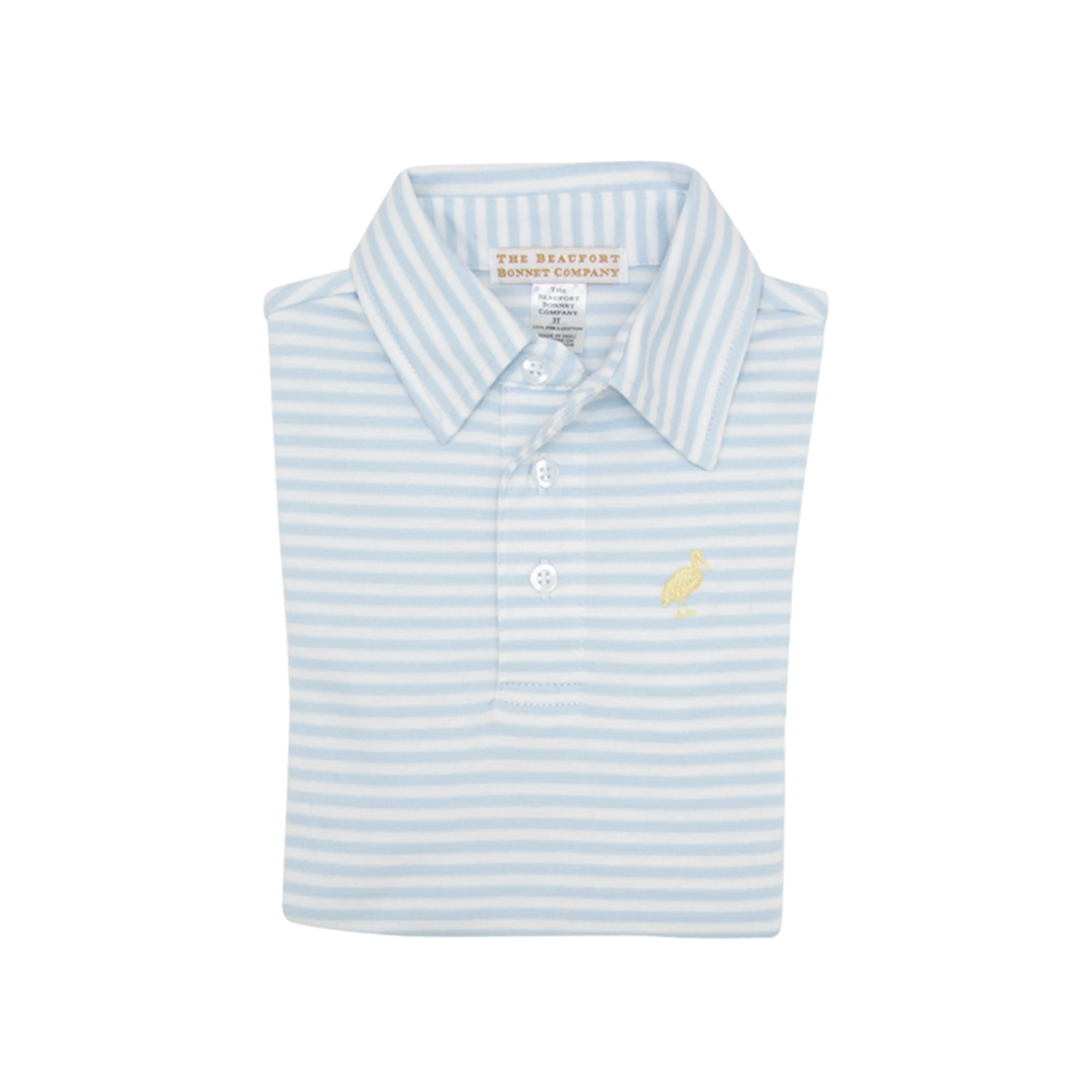 Prim & Proper Polo & Onesie - Buckhead Blue Stripe with Seaside Sunny Yellow Stork