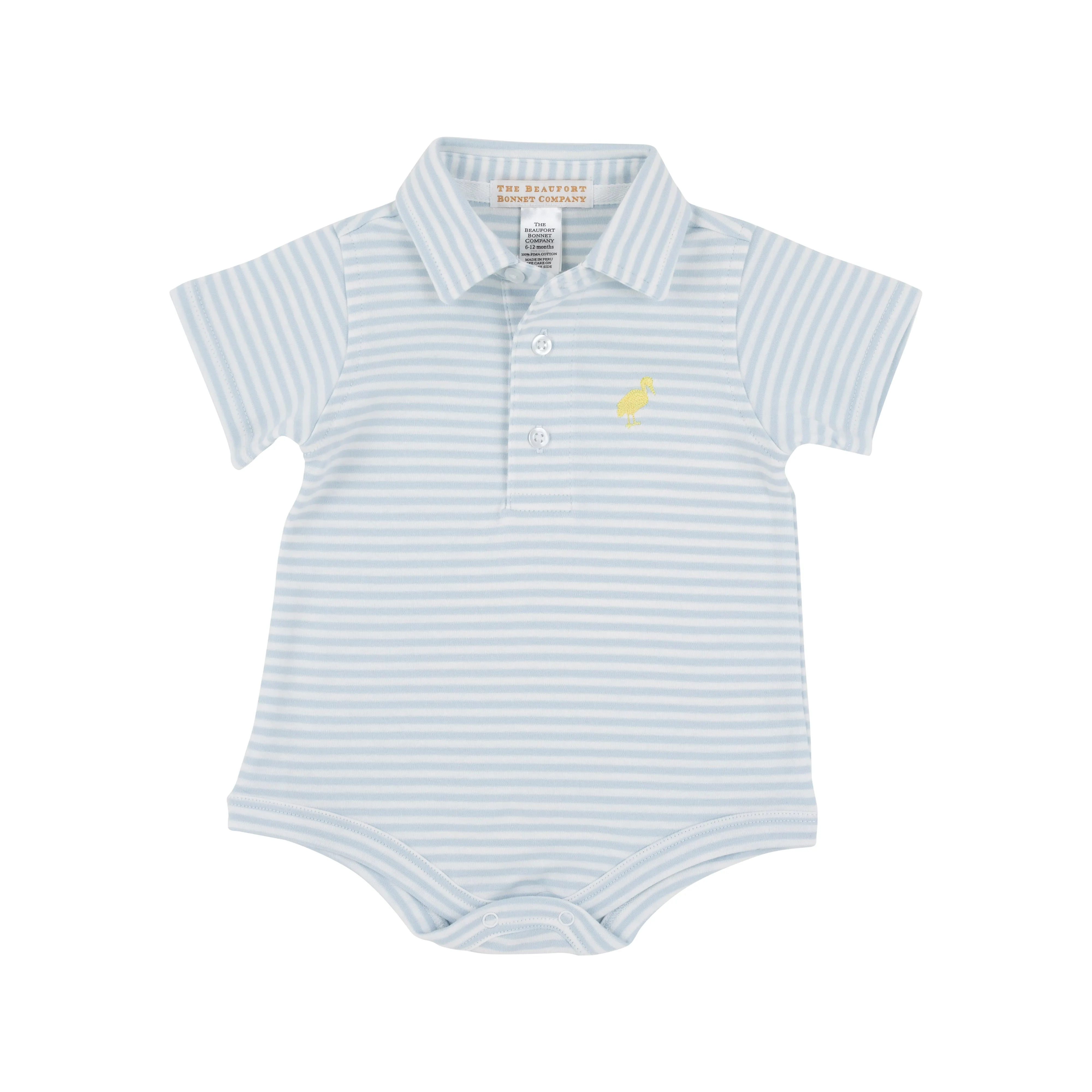 Prim & Proper Polo & Onesie - Buckhead Blue Stripe with Seaside Sunny Yellow Stork