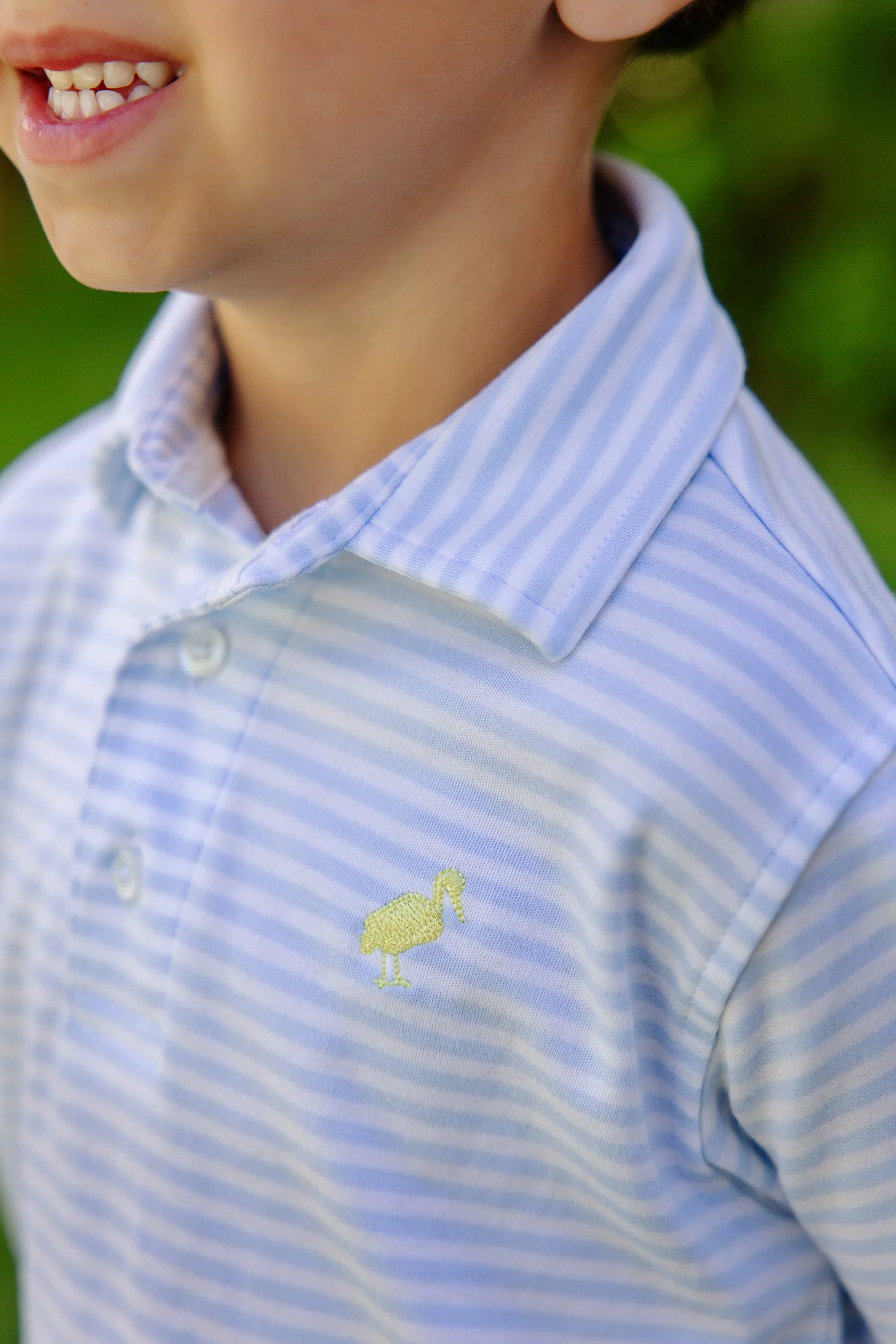 Prim & Proper Polo & Onesie - Buckhead Blue Stripe with Seaside Sunny Yellow Stork